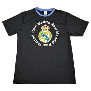 Real Madrid Youth XL Soccer Jersey Black Tee Crest Logo Graphic T-Shirt